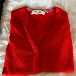 Diane Von Furstenberg Red V-Neck Sweater